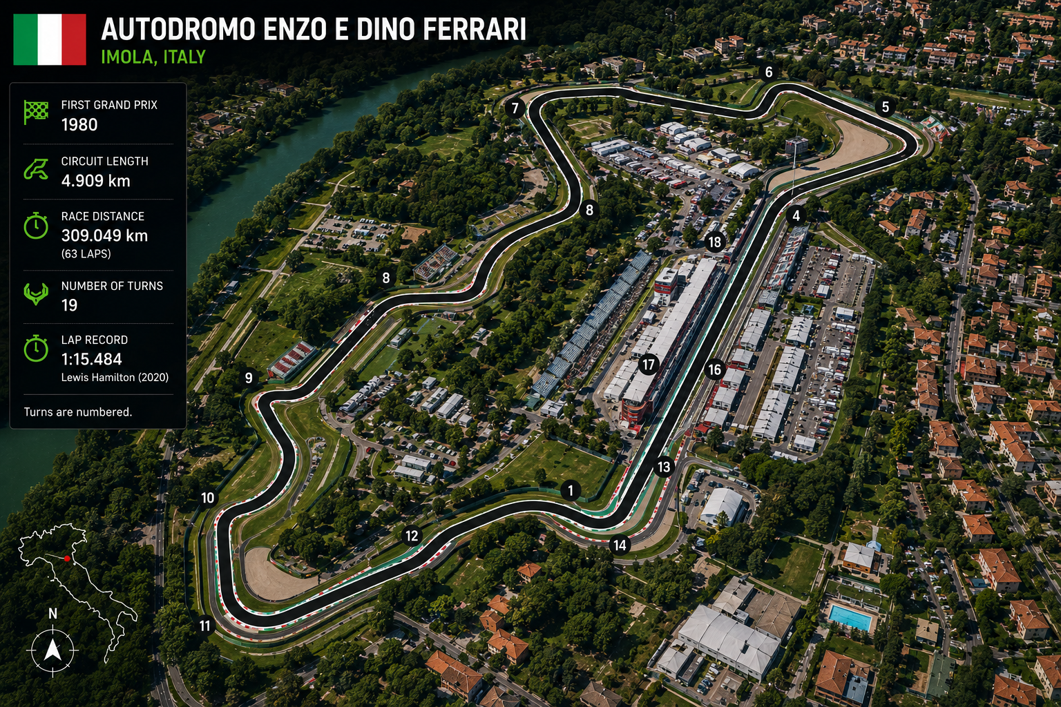 FORMULA 1 MSC CRUISES GRAN PREMIO DEL MADE IN ITALY E DELL'EMILIA-ROMAGNA 2024 aerial view